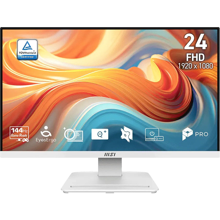 MSI 24" PRO MP241W E14V Flat FHD Monitor, VA Panel 144Hz, AMD FreeSync, HDR Ready - HDMI, DP White atomoffice
