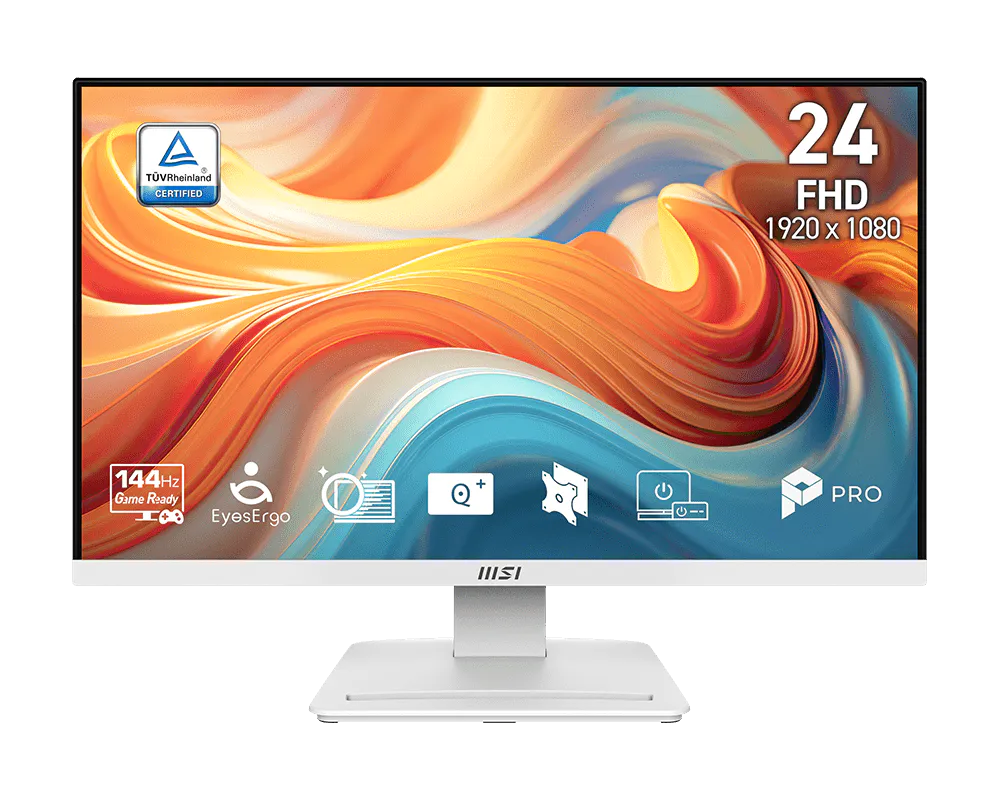 MSI 24" PRO MP241W E14V Flat FHD Monitor, VA Panel 144Hz, AMD FreeSync, HDR Ready - HDMI, DP (White) atomoffice