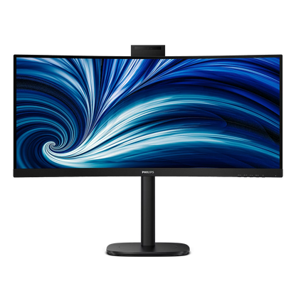 Philips 34" 34B2U3600CH Curved UltraWide WQHD Monitor VA Panel 120Hz - DP, HDMI, USB-C 90W, RJ45 with Windows Hello Pop-up Webcam and Speakers atomoffice