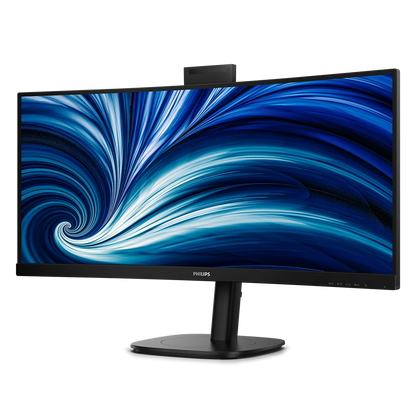 Philips 34" 34B2U3600CH Curved UltraWide WQHD Monitor VA Panel 120Hz - DP, HDMI, USB-C 90W, RJ45 with Windows Hello Pop-up Webcam and Speakers atomoffice