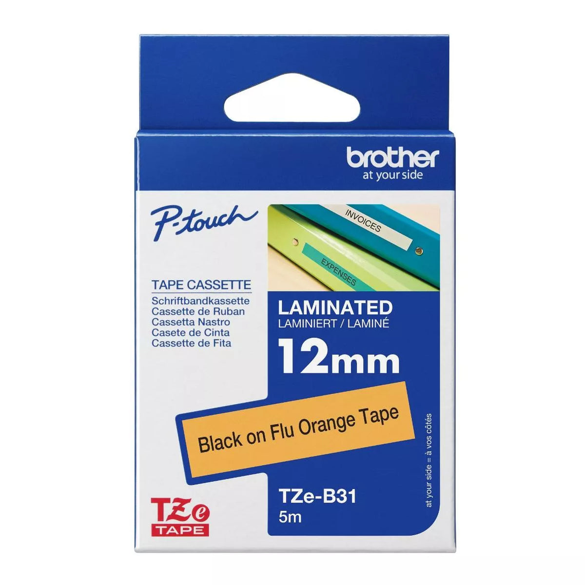 Brother TZe Fluorescent Label Tape 12mm x 5m atomoffice