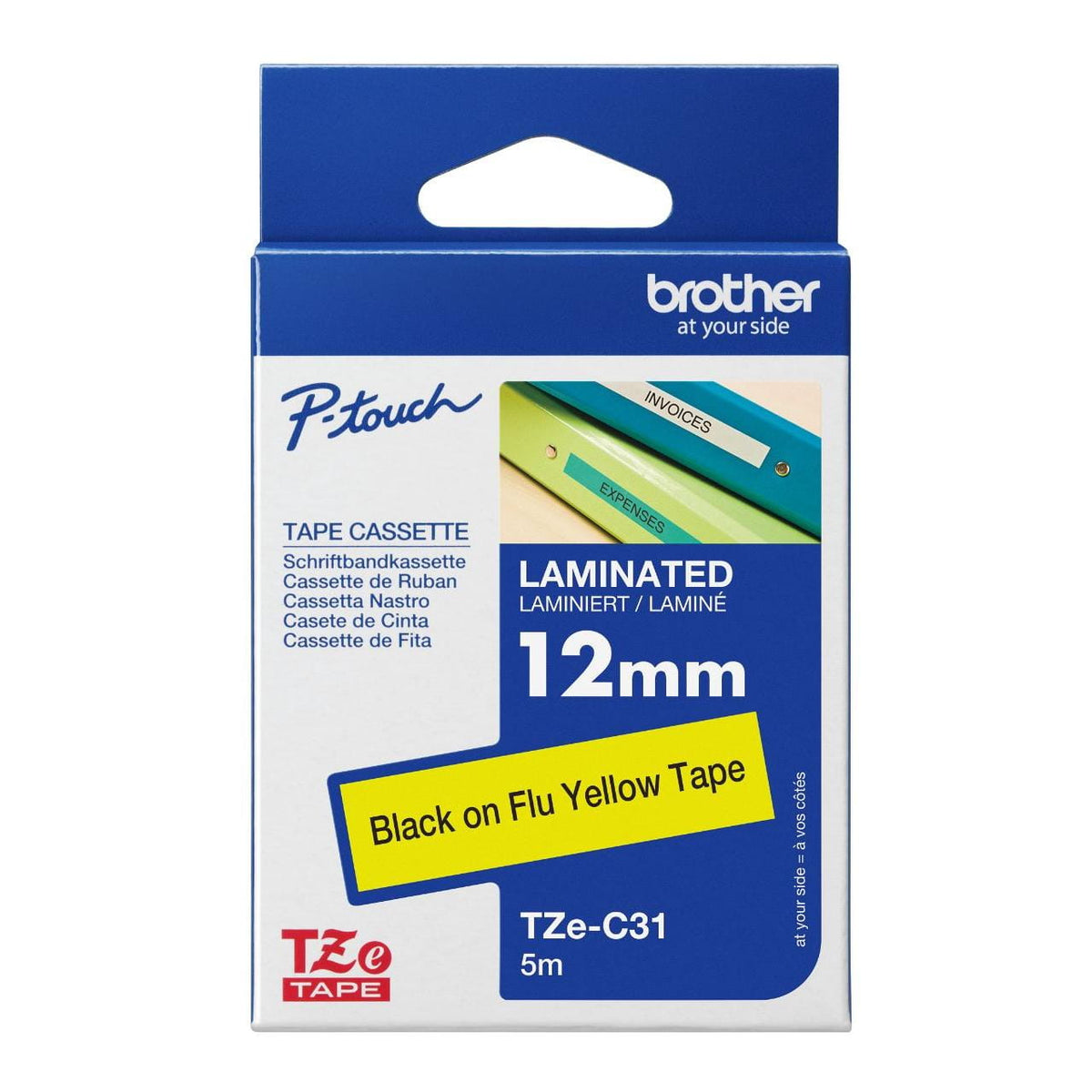 Brother TZe Fluorescent Label Tape 12mm x 5m atomoffice