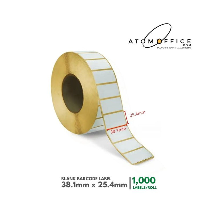 Plain Barcode Label 38.1mm X 25.4mm 1000 Labels/Roll