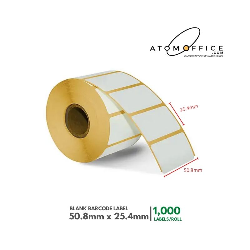 Plain Barcode Label 50.8mm X 25.4mm 1000 Labels/Roll