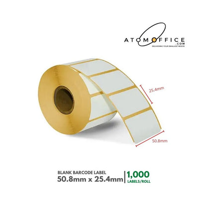 Plain Barcode Label 50.8mm X 25.4mm 1000 Labels/Roll